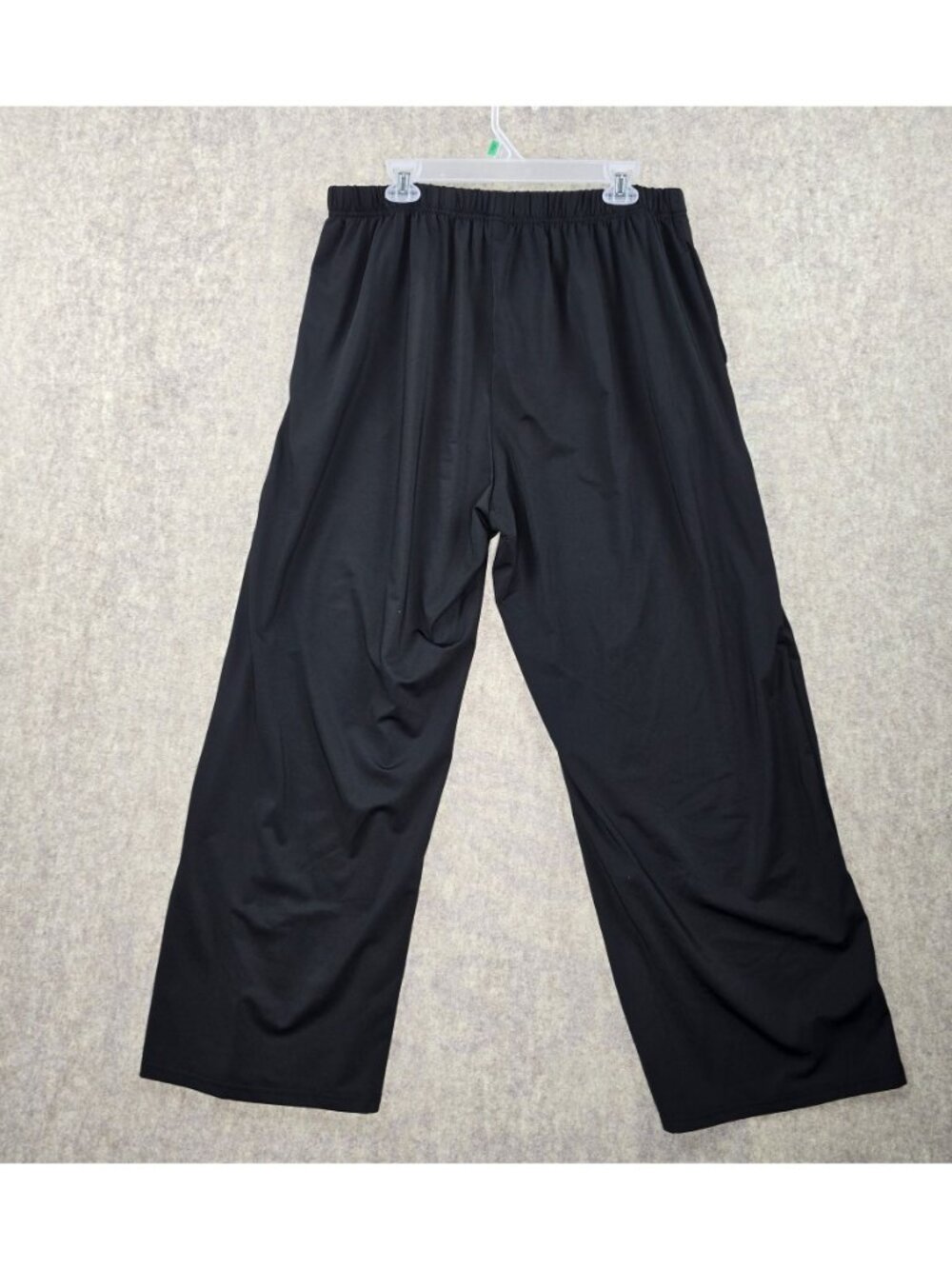 Black Womens Wide-Leg Lounge Pants Elastic Waist 4XL Flexible Polyester Blend - Picture 2 of 6